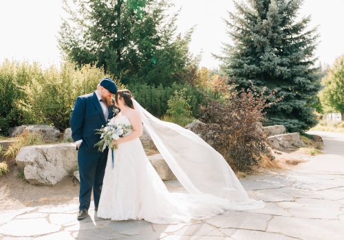 coeur d'alene Idaho wedding photography Riverstone park. bride and groom with veil